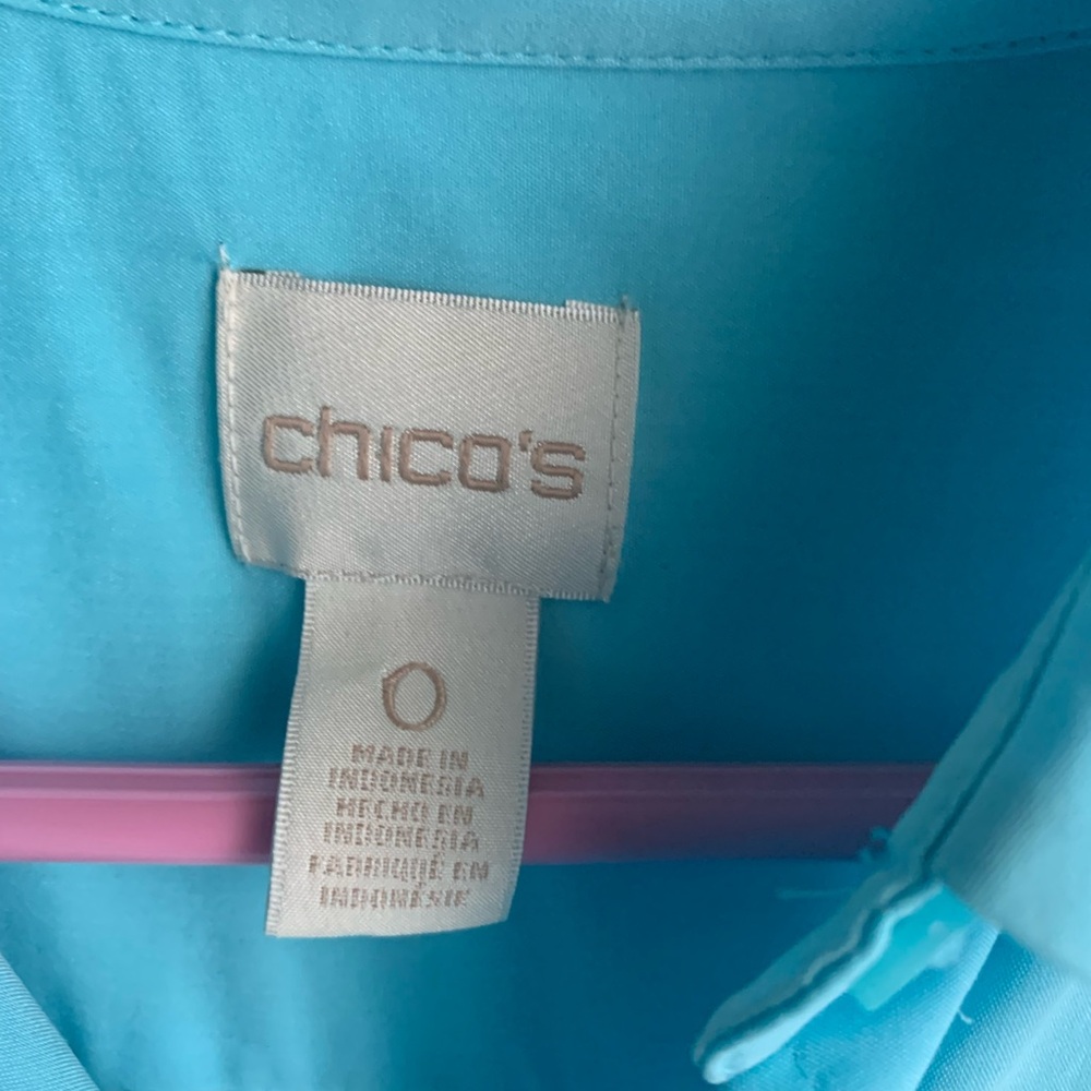 Chico's Blue Button-Up Shirt - Picture 4 of 8